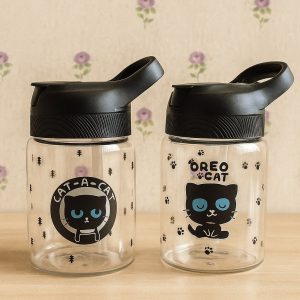 بطری شیشهای نی دار فانتزی گربه | Oreo Cat